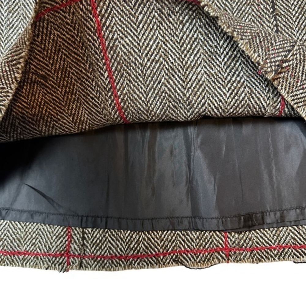 Prana Skirt Small Brown Herringbone‎ Tweed Wool Blend Skirt Knee Length - Picture 6 of 8